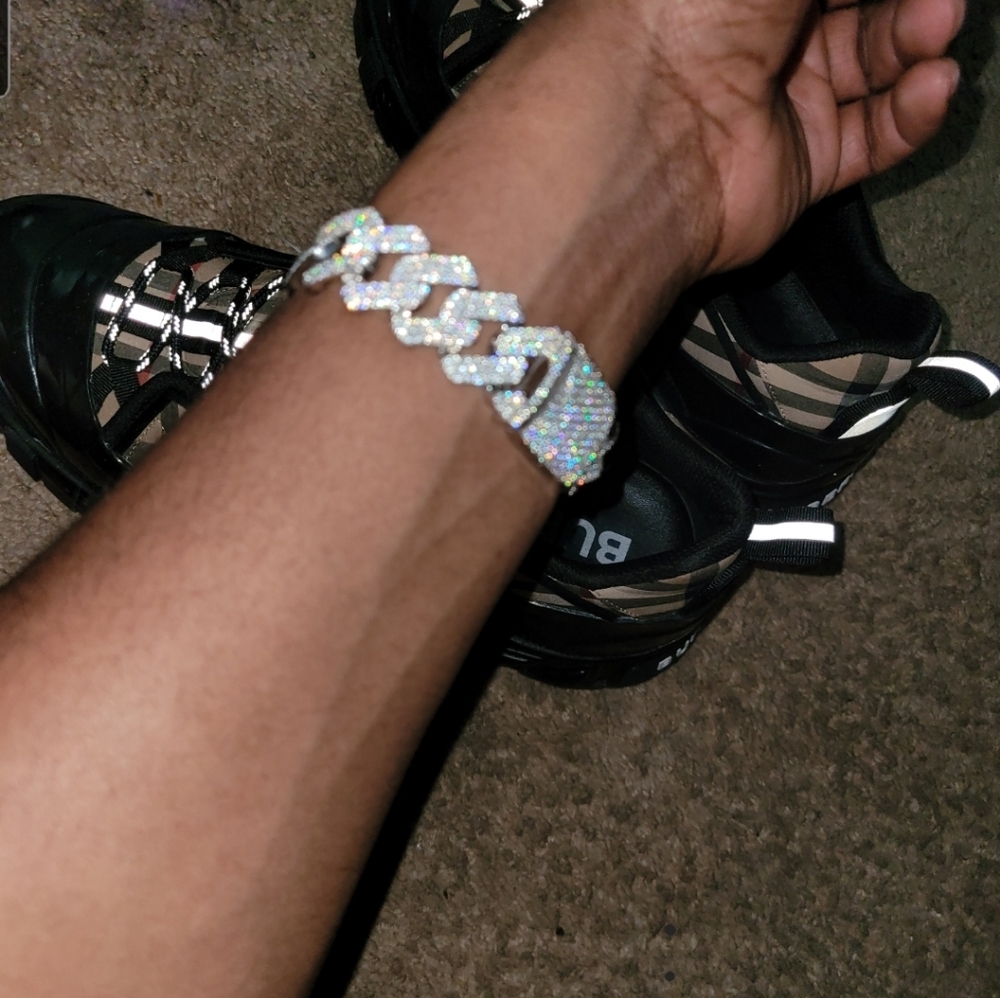 7.5 wrist size 20mm wide iced out bracelet